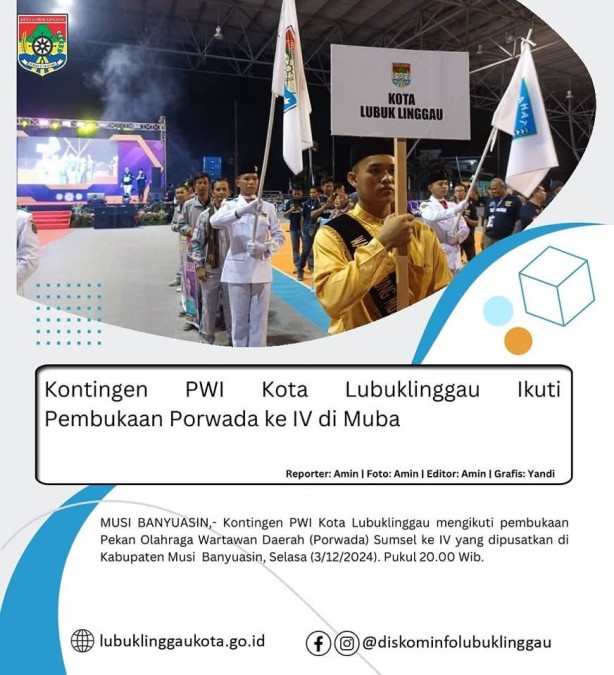 Kontingen PWI Kota Lubuklinggau Ikuti Pembukaan Porwada ke IV di Muba