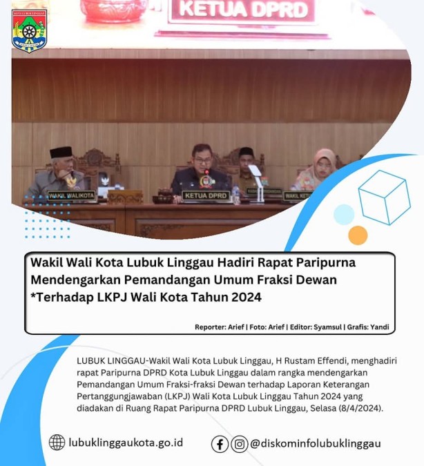 Wakil Wali Kota Lubuk Linggau Hadiri Rapat Paripurna Mendengarkan Pemandangan Umum Fraksi Dewan *Terhadap LKPJ Wali Kota Tahun 2024