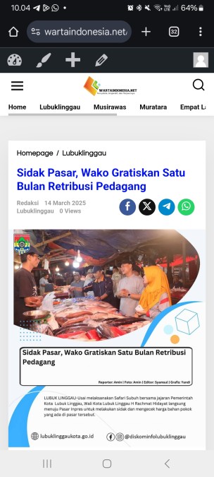Sidak Pasar, Wako Gratiskan Satu Bulan Retribusi Pedagang