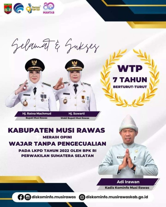 Selamat & Sukses Atas Diraihnya Opini WTP ke-8 Kabupaten Musi Rawas Tahun 2023