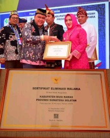 Bebas Malaria, Pemkab Musi Rawas Terima Penghargaan dari Kemenkes RI