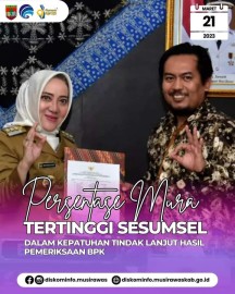 Raih Nilai 93,12% Kabupaten Musi Rawas Jadi Daerah Tertinggi Kepatuhan Tindak Lanjut Hasil Pemeriksaan BPK